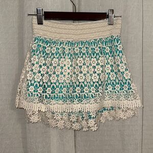 Beauties XL Ivory Teal Lace Skort